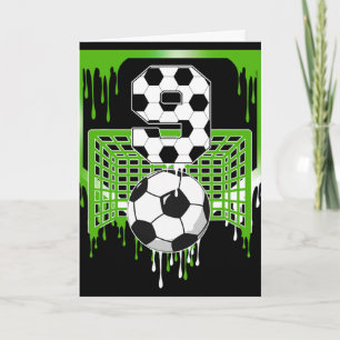 Carte Gâteau d'anniversaire 9 ans de football glace qui