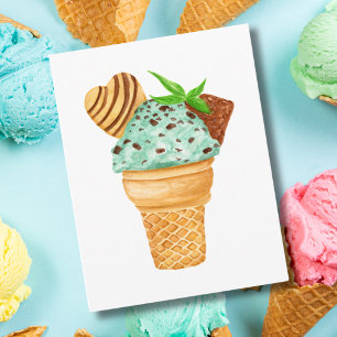 Carte Gâteau d'anniversaire à la crème glacée menthe cho