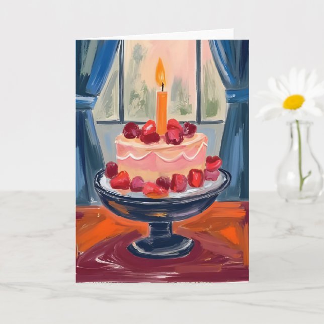 Carte Gâteau d'anniversaire à la fraise (Petite plante)