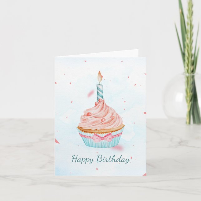 CARTE GÂTEAU D'ANNIVERSAIRE À L'AQUARELLE  (Devant)