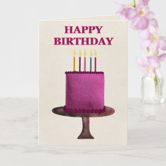 Carte Gâteau d'anniversaire à l'aquarelle Joyeux Anniver