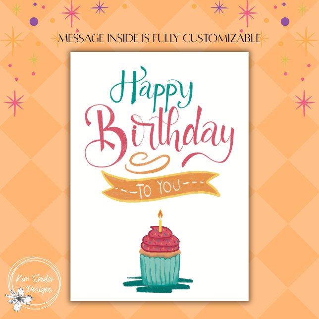 Carte Gâteau d'anniversaire à lettre manuscrite (Créateur téléchargé)