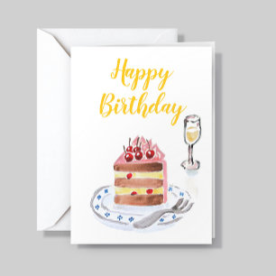 Carte Gâteau d'anniversaire au chocolat Cerise Logo d'en
