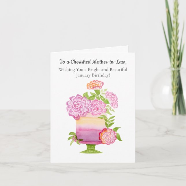 Carte Gâteau d'anniversaire aux oeillets de la belle-mèr (Devant)