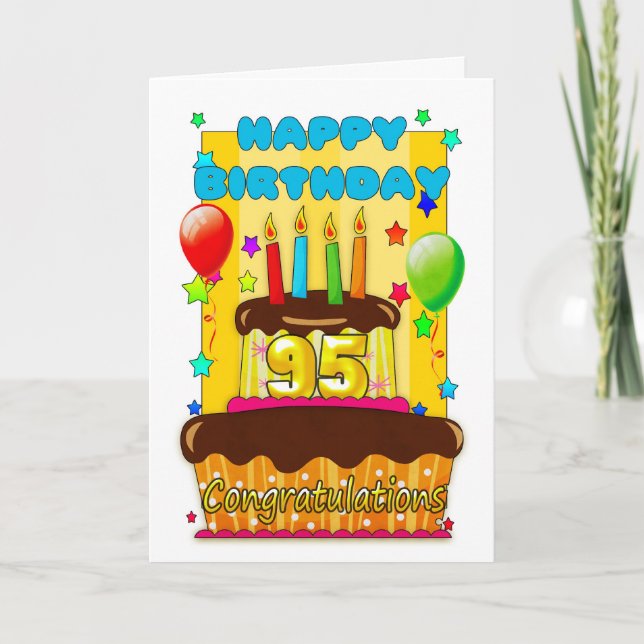Carte gâteau d'anniversaire avec des bougies - joyeux (Devant)