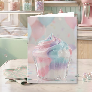 Carte Gâteau d'anniversaire Cupcake Crystal Pastel