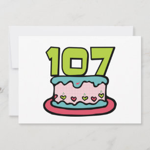 Carte Gâteau d'anniversaire de 107 ans