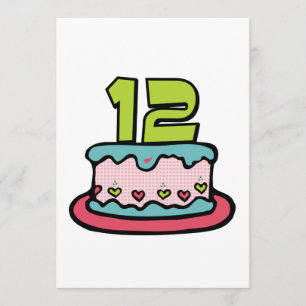 Carte Gâteau d'anniversaire de 12 ans