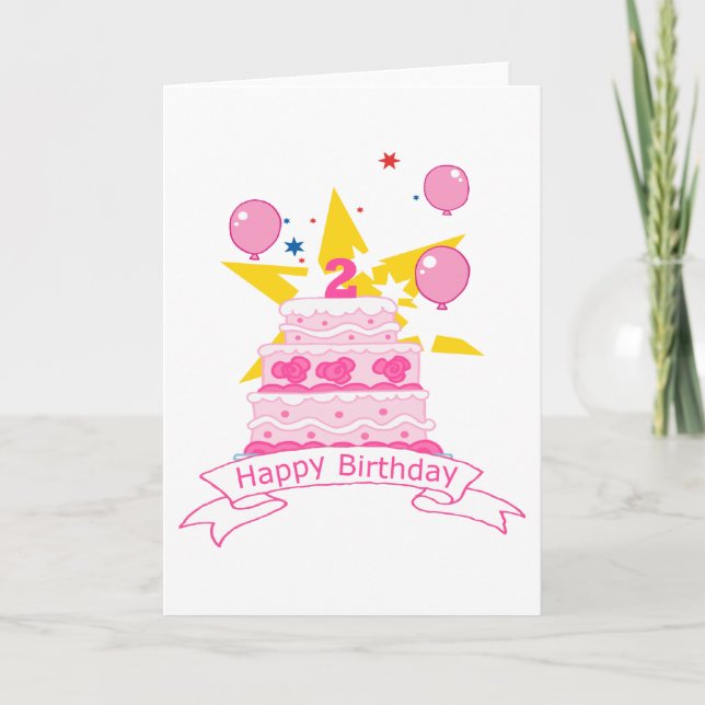 Carte Gâteau d'anniversaire de 2 ans (Devant)