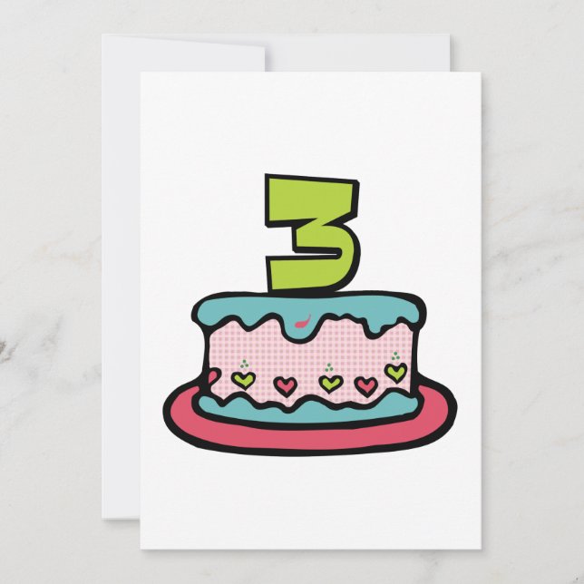 Carte Gâteau d'anniversaire de 3 ans (Devant)