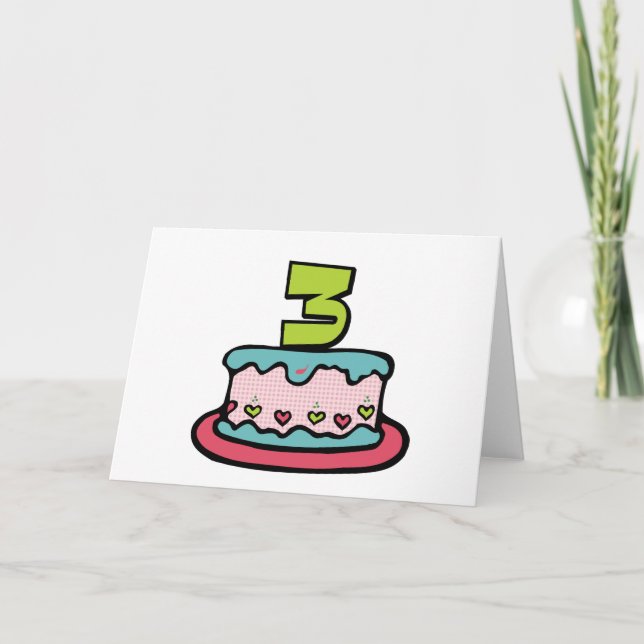 Carte Gâteau d'anniversaire de 3 ans (Devant)