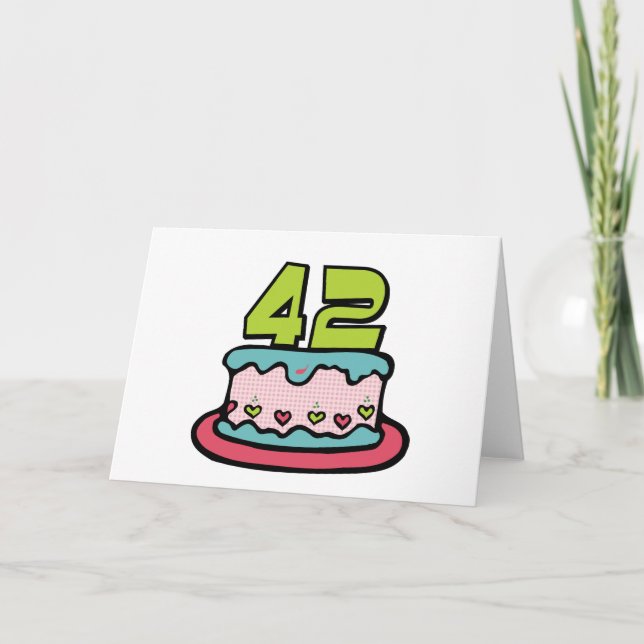 Carte Gâteau d'anniversaire de 42 ans (Devant)