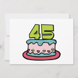 Carte Gâteau d'anniversaire de 45 ans