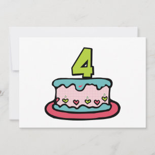 Carte Gâteau d'anniversaire de 4 ans