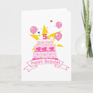 Carte Gâteau d'anniversaire de 5 ans