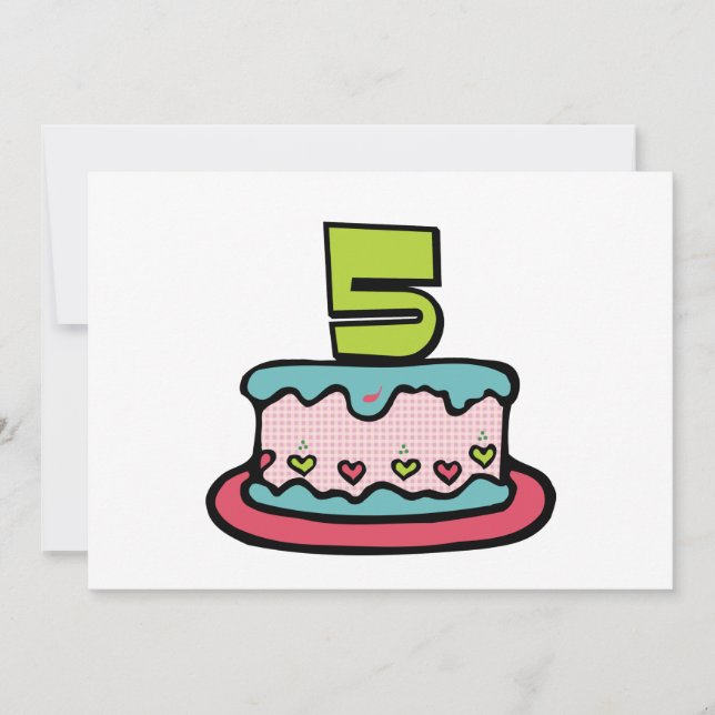 Carte Gâteau d'anniversaire de 5 ans (Devant)