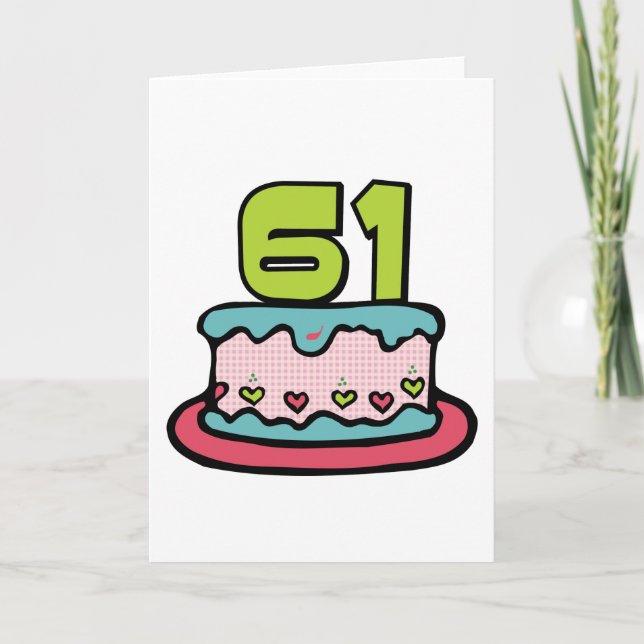 Carte Gâteau d'anniversaire de 61 ans (Devant)