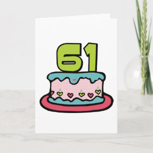 Carte Gâteau d'anniversaire de 61 ans