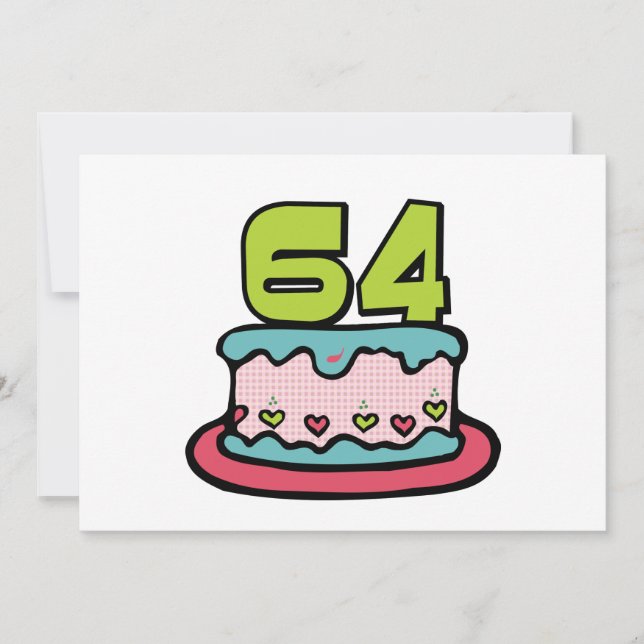 Carte Gâteau d'anniversaire de 64 ans (Devant)