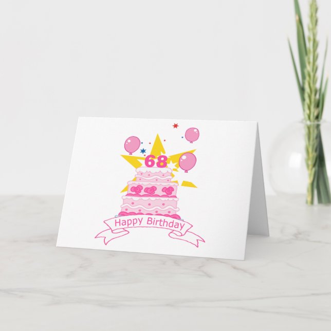 Carte Gâteau d'anniversaire de 68 ans (Devant)