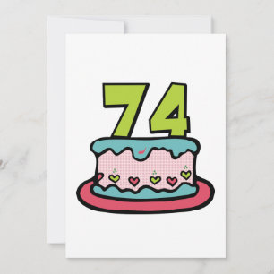 Carte Gâteau d'anniversaire de 74 ans