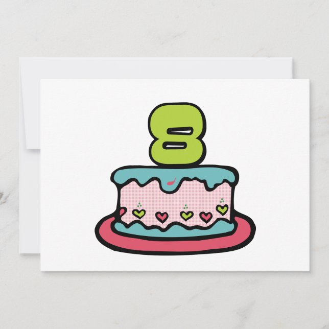 Carte Gâteau d'anniversaire de 8 ans (Devant)