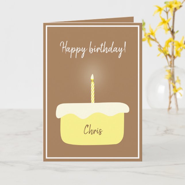 Carte Gâteau d'anniversaire de citron rustique avec boug (Fleur jaune)