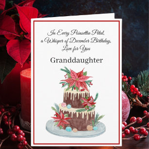 Carte Gâteau d'anniversaire de décembre pour petite-fill