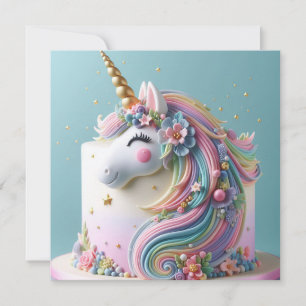 CARTE GÂTEAU D'ANNIVERSAIRE DE ENFANT DÉCORÉE D'UNICORN 