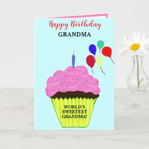 Carte Gâteau d'anniversaire de grand-mère rose PHOTO