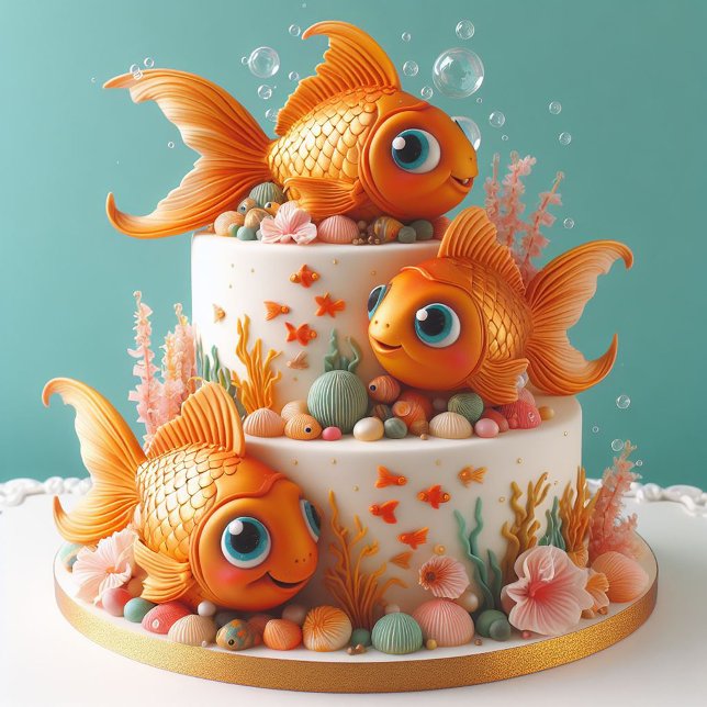 CARTE GÂTEAU D'ANNIVERSAIRE DE GRAND POISSON D'OEIL BUNN (Créateur téléchargé)
