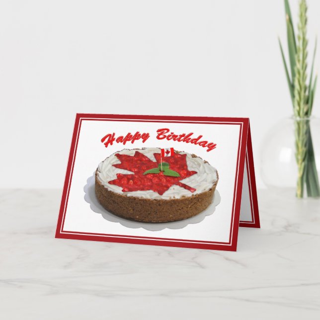 Carte Gâteau d'anniversaire de la feuille d'érable ceris (Devant)