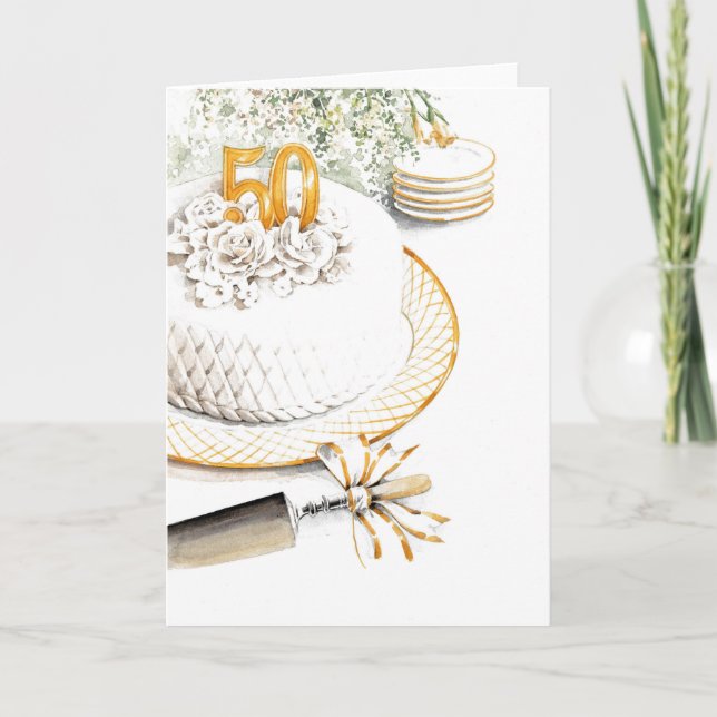 Carte Gâteau d'anniversaire de mariage 50 ans (Devant)
