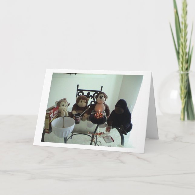 Carte Gâteau d'anniversaire de singe (Devant)