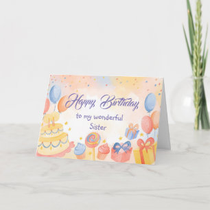 Carte Gâteau d'anniversaire de Soeur drôle