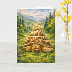 Carte Gâteau d'anniversaire de tortue Sulcata de forêt à