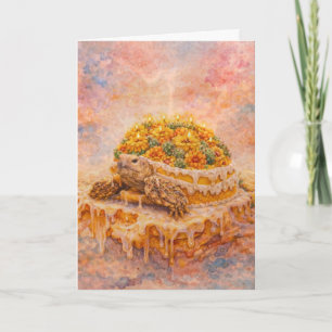 Carte Gâteau d'anniversaire de tortue Sulcata de souci e