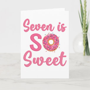 Carte Gâteau d'anniversaire Donut Sucré 7 Ans Fille Cade