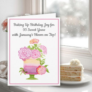 Carte Gâteau d'anniversaire du 95 janvier Carnations vio