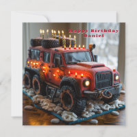 Gâteau d'anniversaire du camion Safari Rouge 
