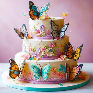 CARTE GÂTEAU D'ANNIVERSAIRE ÉLÉGANT À THÈME BUTTERFLY
