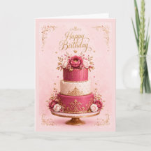 Gâteau d'anniversaire élégant rose et or à étages