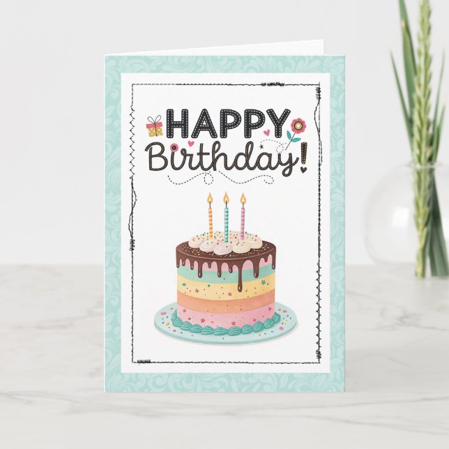 Carte Gâteau d'anniversaire friandise sucrée (Devant)