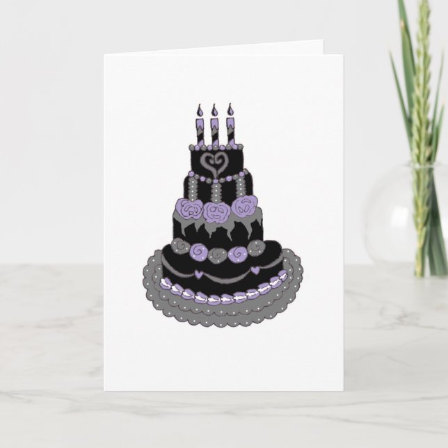 Carte Gâteau d'anniversaire gothique violet (Devant)
