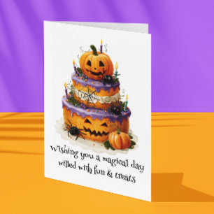Carte Gâteau d'anniversaire Halloween souhaitant une jou