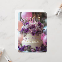 Gâteau d'anniversaire Hydrangea Pansies Violettes