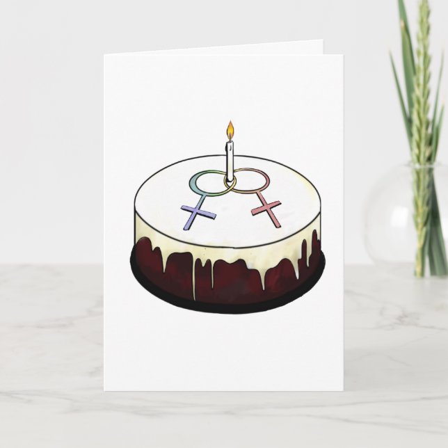 Carte Gâteau d'anniversaire lesbien (Devant)