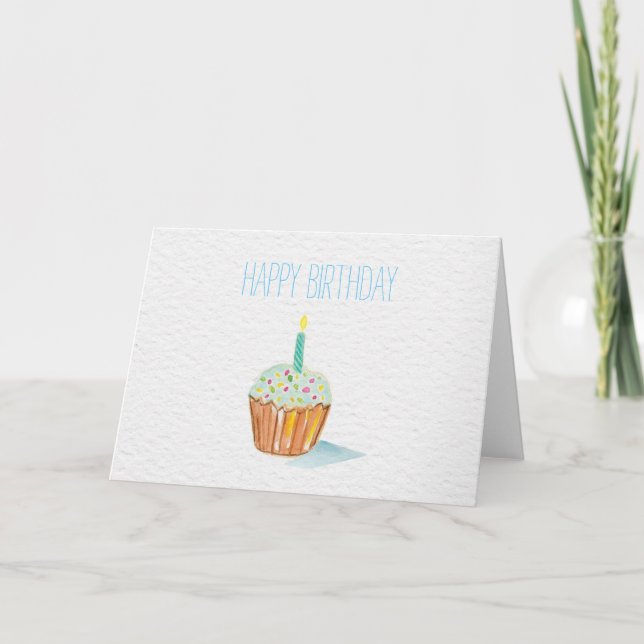Carte gâteau d'anniversaire peint à la main (Devant)