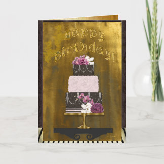 Carte Gâteau d'anniversaire personnalisé élégant à 3 cou