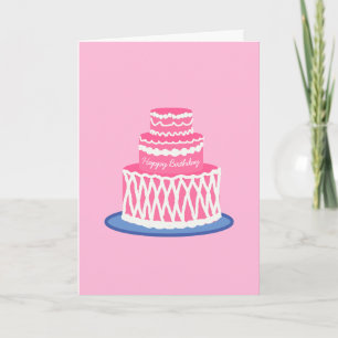 Carte Gâteau d'anniversaire rose